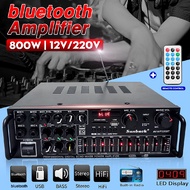 800W 220V- 240V 4 oh Bluetooth Stereo Amplifier Equalizer 2Channel Car Home Remote Control LED Displ