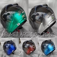 HELMET ARC RITZ TWO TONE 2 TONE SINGLE VISOR OPEN FACE BABY BLUE PINK MAROON SILVER BLUE GREEN VISOR