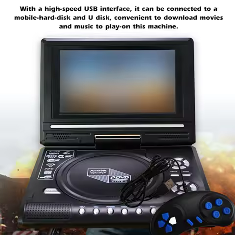 Portable DVD Viewer 7.8 Inch DVD Player 16:9 Widescreen 270° Rotatable DVD Player Support for Game F
