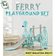 Ferry 4 In1 Swing And Slide Indoor Outdoor Mini Playground With Basketball Hoop Music Light Play Set
