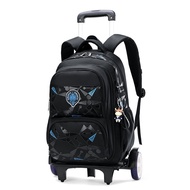 【In Stock】School Bag with Wheels Side Open School Bag Trolley 2/6 Wheels Wheeled Bags Kids School Su