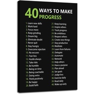 40 Ways to Make Progress Motivational Quotes Canvas Wall Art Inspirational Positive Affirmation Post