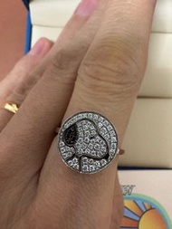 謝瑞麟 TSL Snoopy 18k 白色 黄金鑲黑鑽旋轉戒指