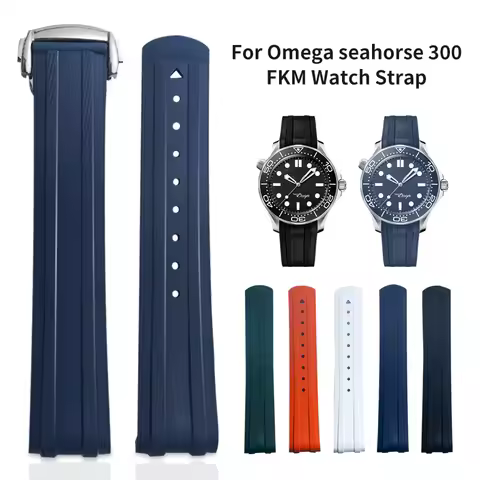 Original Design 20mm Omega Seamaster 300 Rubber Strap FDA-Approved Fluoroelastomer Multi-Color Optio