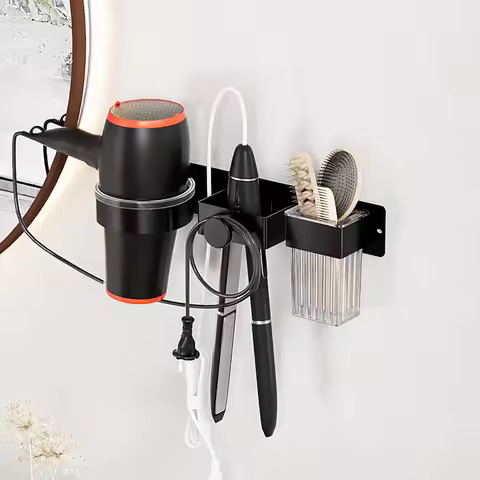 Hair dryer rack, bathroom straightener storage rack, curling iron storage rack, bathroom storage rac