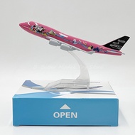 16 cm Diecast Model Plane Toy JAL Boeing 747 Mickey Minnie Painting Replica