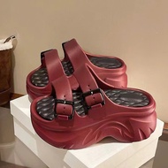 [SVIP]( Back 1 Size ) Women's sandals with two straps and buckles, 8cm high sole, EVA material - Lu 