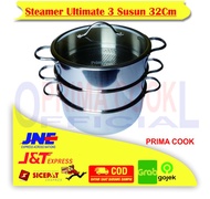 PRIMA COOK - Steamer Ultimate 3 Susun 32 Cm - Steanless Steel