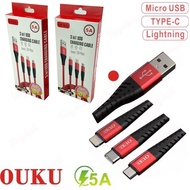 [ 40฿ วันเดียว ] Ouku X3 Plus 3in1 5A สายชาร์จ 3หัว ของแท้100% ราคาถูก สายชาร์จ สายชาร์ต สายชาร์ตเร็ว type c สายชาร์จแบต สายชาร์จเร็ว oppo samsung [ สีแดง ]