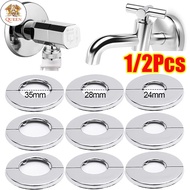 QC 1/2Pcs Faucet Shower Decorative Cover - Self-Adhesive, Detachable - Stainless Steel Round Covers 