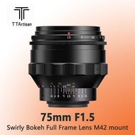 TTArtisan 75mm F1.5 Full Frame Large Aperture Prime Lens for Swirly Bokeh Humanities Camera Photogra
