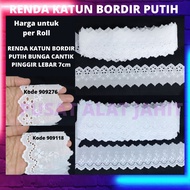 Renda katun bordir putih renda kain renda baju renda hijab per 1 roll