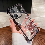 OPPO A5 Pro 5G A5i Pro A5x A3x A3 Pro 5G Gold Butterfly Case Clear Phone Case Shockproof Air Cushion