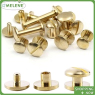 MELENE 10pcs Leather Craft, DIY Stud Rivets Arc Belt Screw, Reusable 4-10mm Brass Wallet Screw Faste