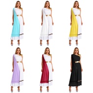 Rswnyirn Women Ancient Greek Princess Costume Sleeveless High Waist Tunic Dress Golden Roman Empress