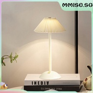 [mmise.sg] Nordic Pleated Nightstand Lamp with Wooden Base Modern Style for Home Decoration