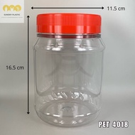 PET 4018 -- Round Plastic Cookies Container with Red Cover / Balang Pelbagai Jenis