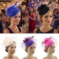 SUNSHINE Vintage Hat Headband, Mesh Ribbons Veil Fascinator Caps, Fashion Flower Large Floral Fascin