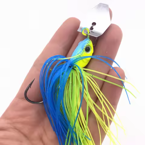 7-8g/10g/14g Mustard Hook Chatterbait Fishing Lure Spinnerbait Pesca Fishing Spinner Isca Pike Fish 