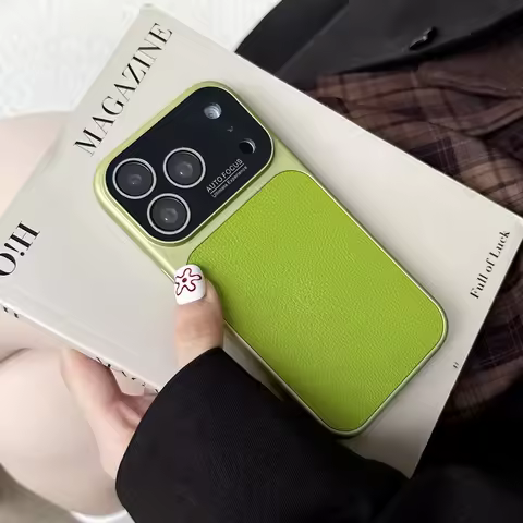 Lychee Pattern Large Window Candy Bumper Case For iPhone 17 16 15 14 13 Pro Max Shockproof Camera Pr