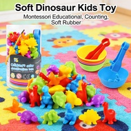 Montessori toy baby kids 3 years old counting dinosaur rubber educational toy