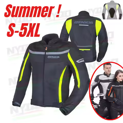 BENKIA Men's and Women's Motorcycle Riding Jacket Summer Breathable Racing Motorcycle Suit Anti Fall