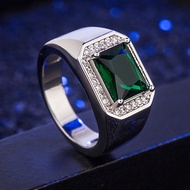 Gelang batu nilam berlian asli terlaris dan batu permata zamrud berlian Eropah perhiasan sederhana=Best selling real diamond sapphire ring male and European diamond emerald gemstone ring simple jewelry