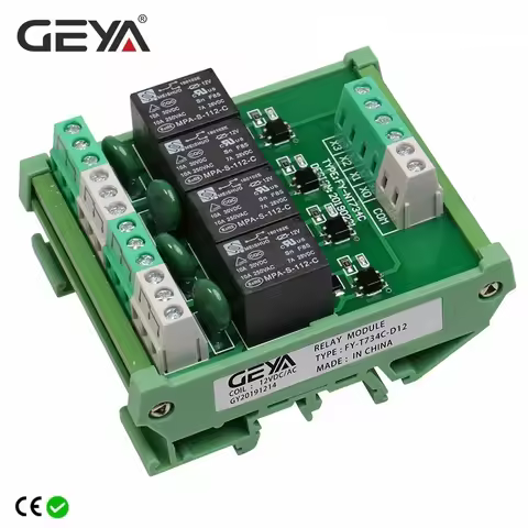 GEYA 4 Channel Relay Module 1 SPDT DIN Rail Mount 12V 24V DC/AC Interface Relay Module 220V 230V 5VD