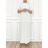 Angoeun - Inner Dress 013 Dalaman Gamis Lengan Pendek Polos Basic Casual Nyaman Panjang Model Kerah