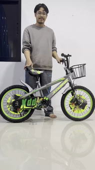 จักรยานเด็ก 18นิ้ว รุ่นK25 เหล็ก แถมล้อข้างและขาตั้ง ยางเติมลม มีตะกร้า  เหมาะกับเด็ก 6-10ขวบ 18นิ้วK25สีเขียว One