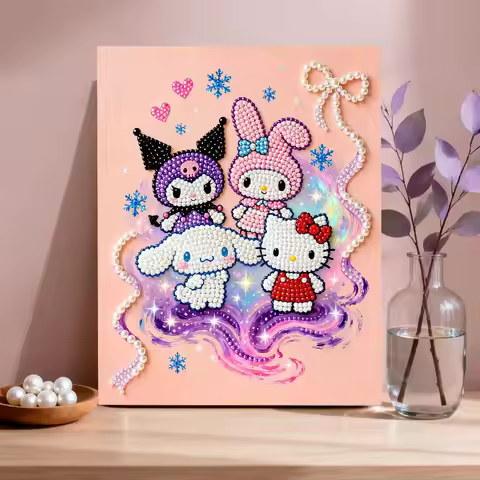 25*30cm Cartoon Hello Kitty Pearl Painting Includes Frame Diamond Painting DIY Decorative Painting C