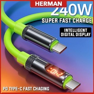 240W 100W Digital Display Fast Charging Cable Type C USB Android Phone USB Data Cable 3A QC4.0 Super
