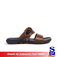 Sandal pria selop kulit - sandal cowok slop mapan bapak-bapak muda casual barnett ecco alba 01 39-43
