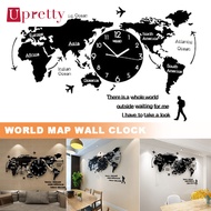 Upretty World Map Wall Clock Nordic Modern Minimalist Decoration Acrylic for Home Bedroom Office Wor