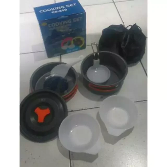 alat masak camping cooking set ds 200 perlengkapan masak camping dan hiking cooking set ds 200