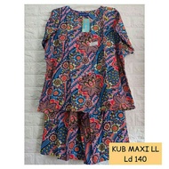 Setelan kulot kencana ungu label biru baby doll MAXY LL super jumbo Ld 140 motif batik terbaru tanpa