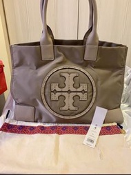 Tory Burch Ella 蒙恬灰鉚釘尼龍托特包、媽媽包、購物包