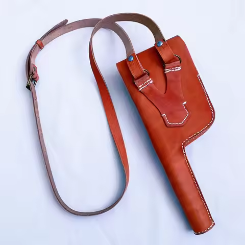 WWII German Mauser C96 Broomhandle Leather Holster With Strap Military Replica