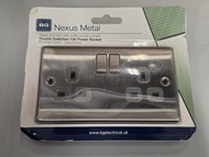 British General BG Nexus Metal 雙位 13A 電源插座 Brushed Steel