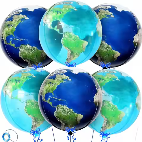 6 pcs 22 inch 4D globe balloons around the world decoration earth day ball Bon Voyage party travel p