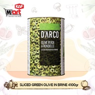 D'arco Sliced Green Olives In Brine 4100g