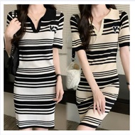 Eleven RRX Striped Heart Knitted Dress w/ collar 5A48