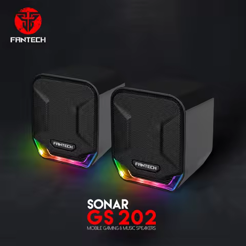 FANTECH SONAR GS202 Computer Speakers USB and 3.5mm RGB Mini Wired Speakers Acoustic Clarity for Des