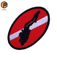 prettyia Ellipse Scuba Dive Diver Flag Patch Backpack Iron On Emblem Souvenir with
