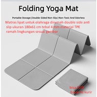 Folding mat for home sports, double side, anti-slip, size 180x61 cm, 4 mm thick, environmentally fri