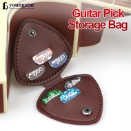 YOUNGSTAR Leather Guitar Pick Holder Portable Pick Storage Case Plectrum Pouch for Acoustic Electric