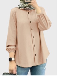 Women Muslim Casual Solid Color Full Sleeve O-Neck Abaya Kaftan Blouse Cey Clothing