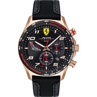 Scuderia Ferrari 0830719 Pilota Evo Quartz Chronograph Black Dial Black Leather Strap Men's Watch