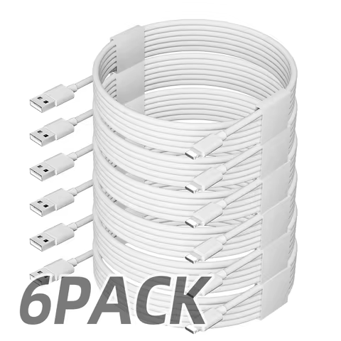 6pcs 6ft Fast Charging USB Cable for IPhone Lightning Cable for IPhone Fast Charging Charger Cable C