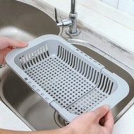 [ Local Ready Stock ] Kitchen Retractable Sink Drain Basket Plastic Dish Rack